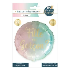 BALLON ALUMINIUM ROND GENDER REVEAL 35CM BICOLORE