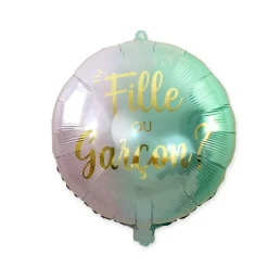 BALLON ALUMINIUM ROND GENDER REVEAL 35CM BICOLORE
