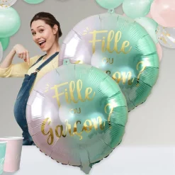 BALLON ALUMINIUM ROND GENDER REVEAL 35CM BICOLORE