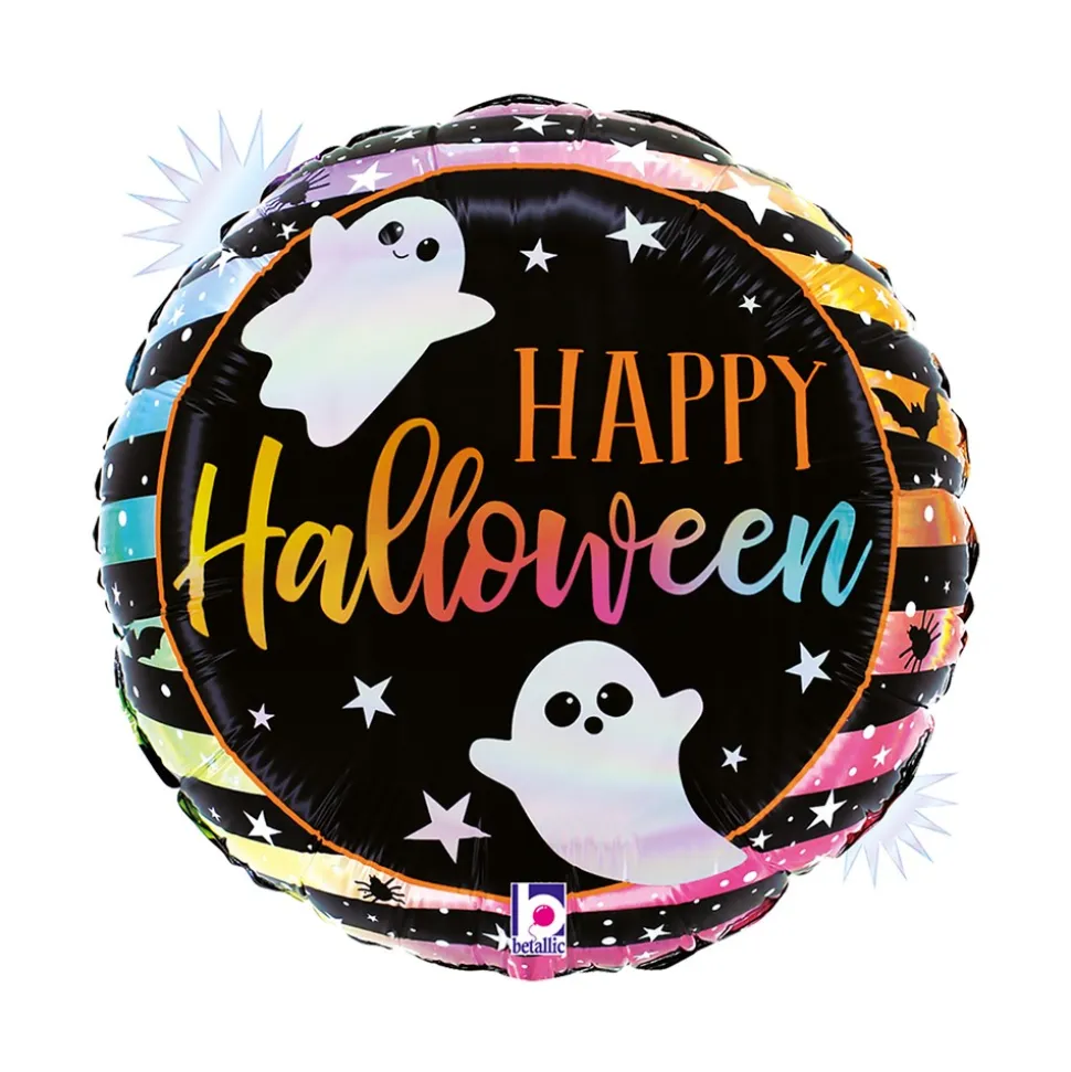 BALLON ALUMINIUM ROND HALLOWEEN JOYEUX 35CM NOIR