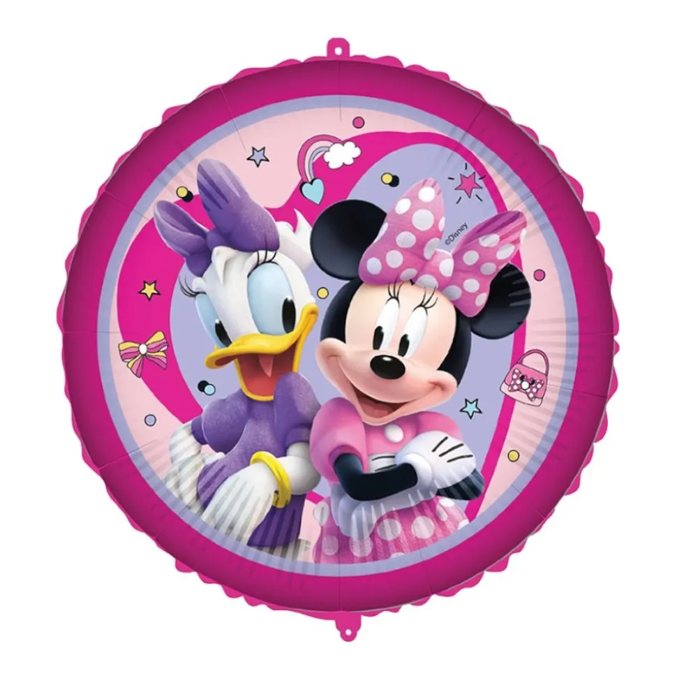 BALLON ALUMINIUM ROND MINNIE 45CM ROSE