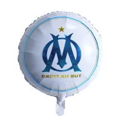 BALLON ALUMINIUM ROND OM FOOTBALL 45CM BLANC