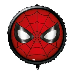 BALLON ALUMINIUM ROND SPIDERMAN MASQUE 45CM ROUGE