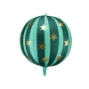 BALLON ALUMINIUM SPHÈRE RAYÉE ÉTOILE OR 50CM VERT