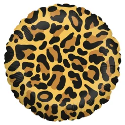 BALLON ALUMINUM ROND IMPRIMÉ PEAU LÉOPARD 46CM