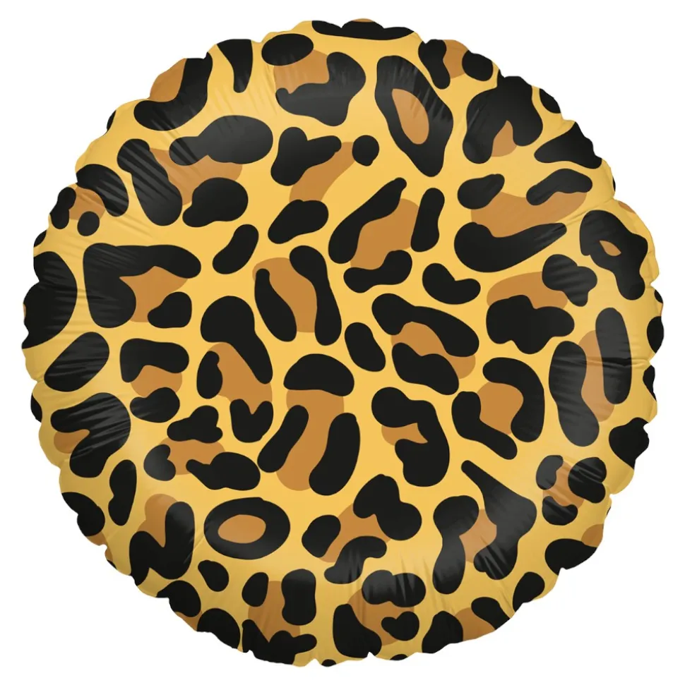 BALLON ALUMINUM ROND IMPRIMÉ PEAU LÉOPARD 46CM