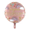 BALLON ALU ROND BOHO JOYEUX ANNIVERSAIRE 46CM ROSE