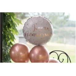 BALLON ALU ROND JOYEUX ANNIVERSAIRE Ø45CM ROSE GOLD