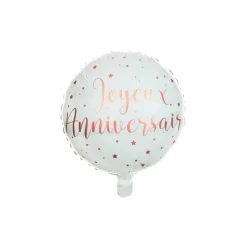 BALLON ALU ROND JOYEUX ANNIVERSAIRE Ø45CM ROSE GOLD