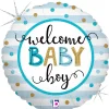 BALLON ALU ROND RAYÉ BLEU WELCOME BABY BOY 46CM