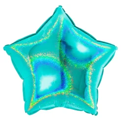 BALLON ALU ÉTOILE 46CM TURQUOISE HOLOGRAPHIQUE