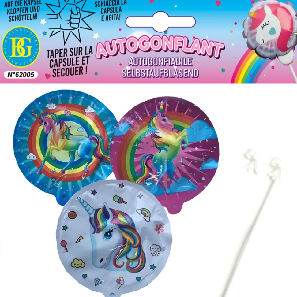 BALLON AUTOGONFLANT LICORNE BÂTON 32CM