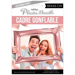 BALLON CADRE GONFLABLE PHOTOBOOTH 85X65CM OR ROSE