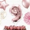 BALLON CHIFFRE 9 TIGE PAPIER GÂTEAU 15CM ROSE GOLD