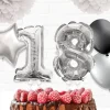 BALLON CHIFFRE 8 TIGE PAPIER GÂTEAU 15CM ARGENT