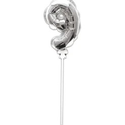 BALLON CHIFFRE 9 TIGE PAPIER GÂTEAU 15CM ARGENT