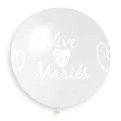 BALLON GÉANT BIO VIVE LES MARIÉS 80CM TRANSPARENT