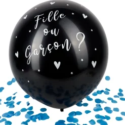 BALLON GÉANT NOIR GENDER REVEAL PARTY GARS 60 CM