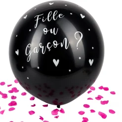 BALLON GÉANT NOIR GENDER REVEAL PARTY FILLE 60 CM