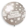 BALLON GÉANT ROND BIO ANNIVERSAIRE 80CM ARGENT