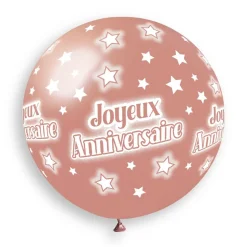 BALLON GÉANT ROND BIO ANNIVERSAIRE 80CM ROSE GOLD
