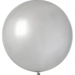 BALLON LATEX GÉANT ROND ARGENT BIO 80CM
