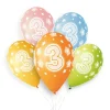 5 BALLONS BIO CHIFFRE 3 33CM PASTEL MULTICOLORE