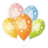 5 BALLONS BIO CHIFFRE 4 33CM PASTEL MULTICOLORE