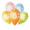 5 BALLONS BIO CHIFFRE 5 33CM PASTEL MULTICOLORE