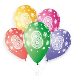 5 BALLONS BIO CHIFFRE 8 33CM PASTEL MULTICOLORE