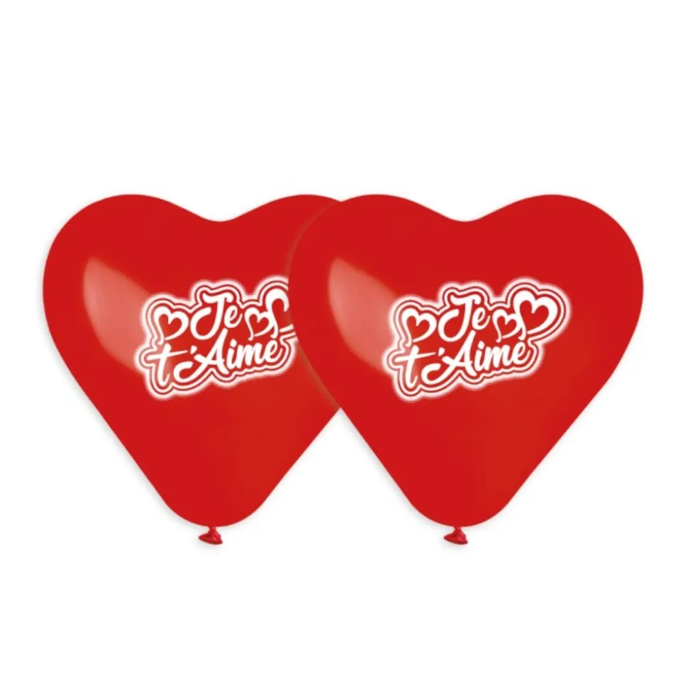2 BALLONS BIO COEUR JE T'AIME 48CM ROUGE