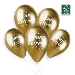 5 BALLONS BIO SHINY BRILLANT RETRAITE 33CM OR