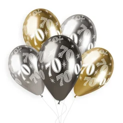 5 BALLONS BIO SHINY NOMBRE 70 33CM MULTICOLORE