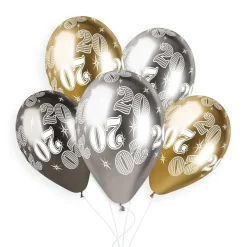 5 BALLONS BIO SHINY NOMBRE 20 33CM MULTICOLORE