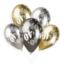 5 BALLONS BIO SHINY NOMBRE 40 33CM MULTICOLORE