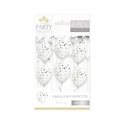 6 BALLONS À CONFETTIS - ARGENT