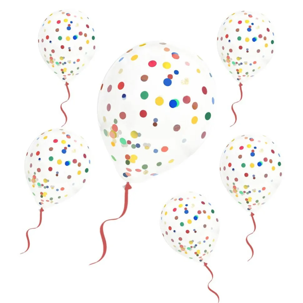 6 BALLONS CONFETTIS MULTI