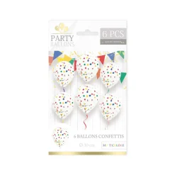 6 BALLONS CONFETTIS MULTI