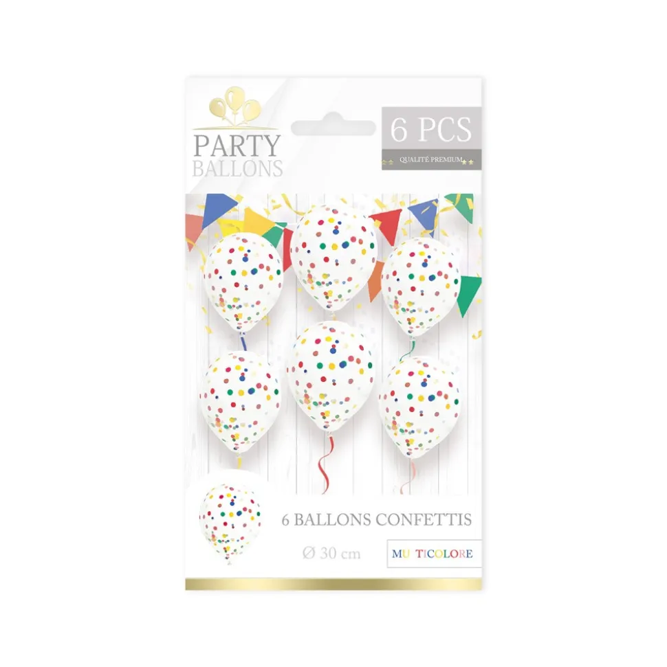 6 BALLONS CONFETTIS MULTI
