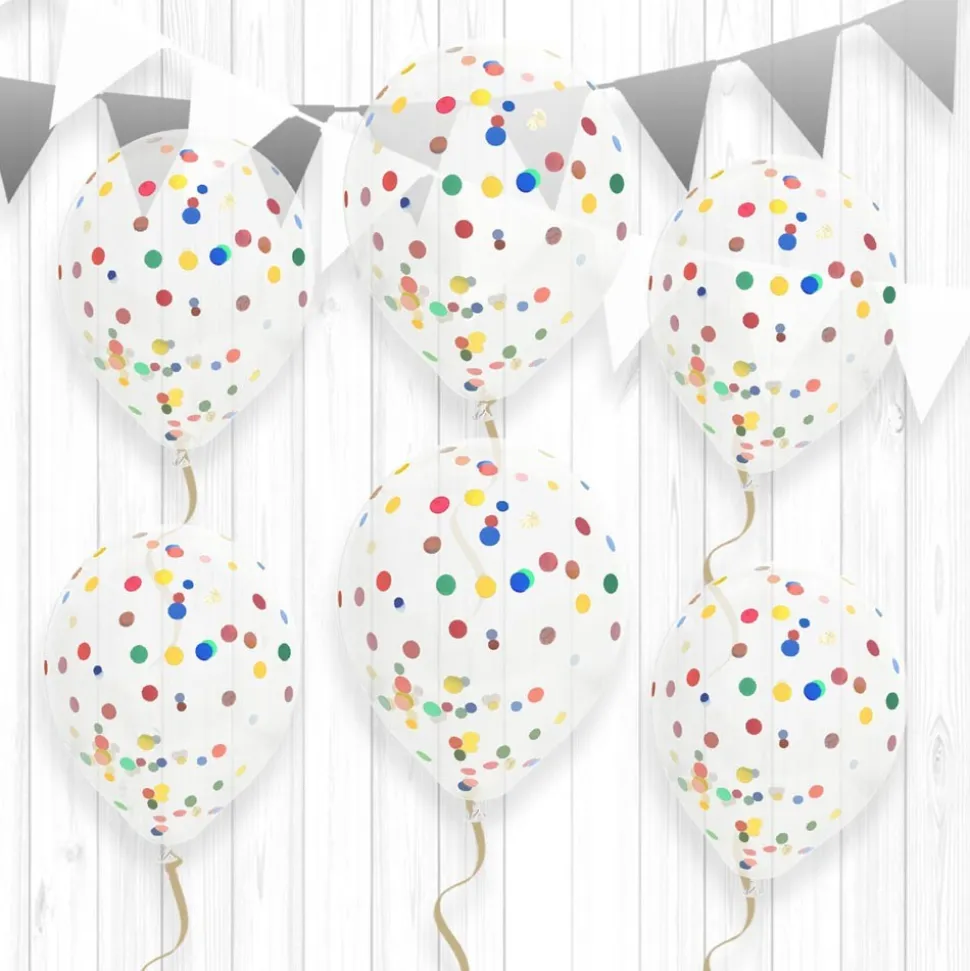6 BALLONS CONFETTIS MULTI