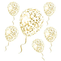 6 BALLONS À CONFETTIS OR LATEX 30CM INCOLORE