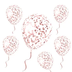 6 BALLONS À CONFETTIS OR ROSE LATEX 30CM INCOLORE