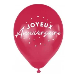 6 BALLONS LATEX ANNIVERSAIRE 30CM ROUGE