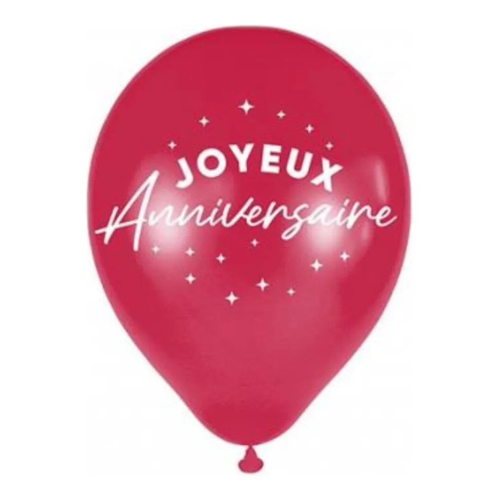 6 BALLONS LATEX ANNIVERSAIRE 30CM ROUGE
