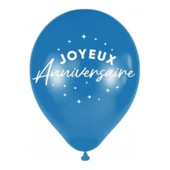 6 BALLONS LATEX ANNIVERSAIRE 30CM BLEU