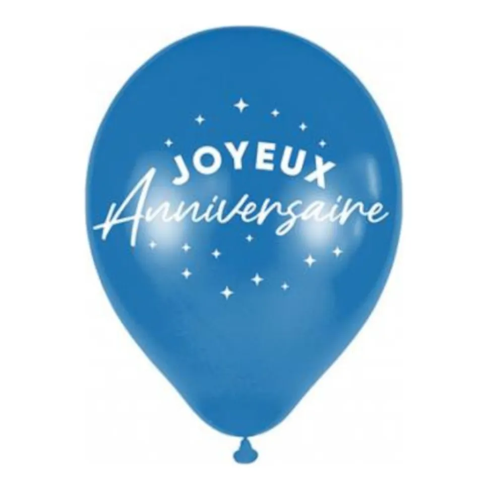 6 BALLONS LATEX ANNIVERSAIRE 30CM BLEU