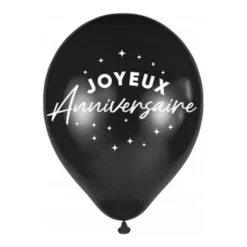 6 BALLONS LATEX ANNIVERSAIRE 30CM NOIR
