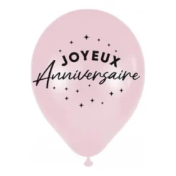6 BALLONS LATEX ANNIVERSAIRE 30CM ROSE