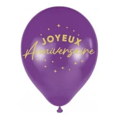 6 BALLONS LATEX ANNIVERSAIRE 30CM VIOLET