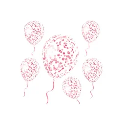 6 BALLONS LATEX AVEC CONFETTIS ROSE